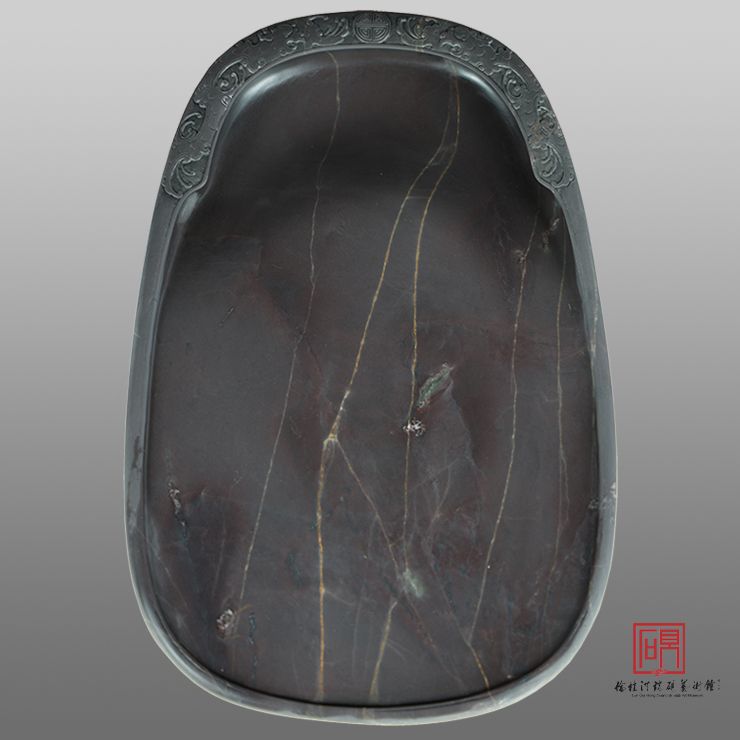 硯□曹國舅図端渓古硯 檀木箱付 萬戸管弦歌盛世 老坑 螺鈿象嵌八仙曹国